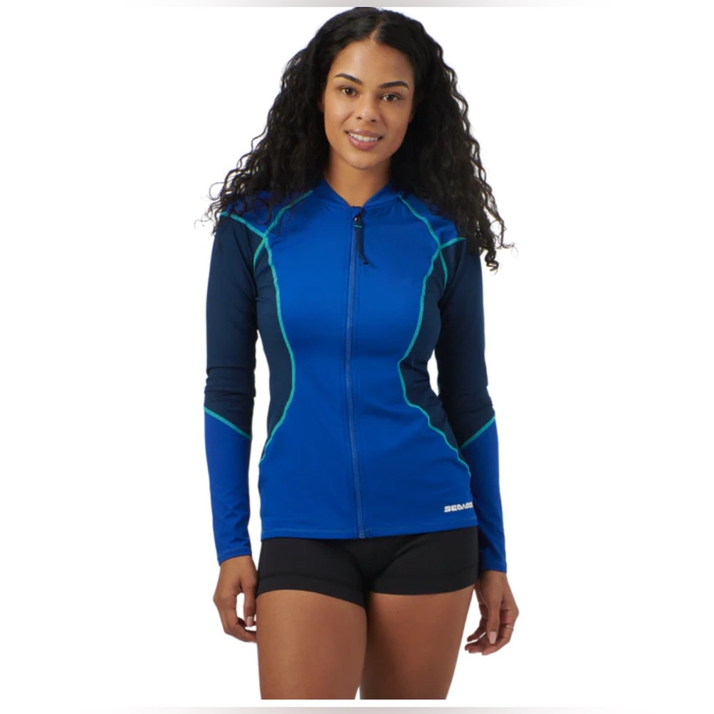 NEW Blue Sea-Doo Women's Long Sleeve Performance Rashguard Swim M